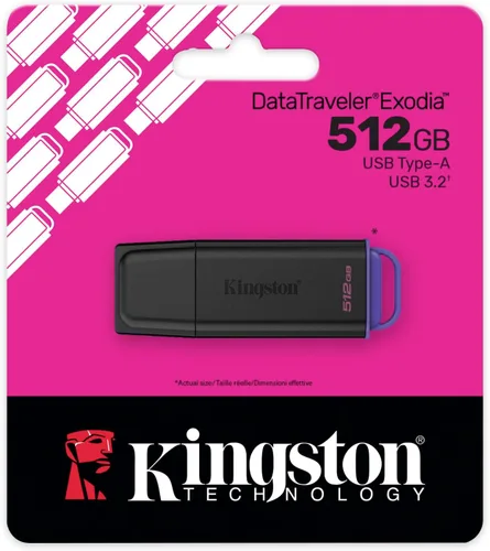 Vista 3 de Kingston Unidad flash DataTraveler Exodia de 512 GB USB 3.2 Gen 1 DTXG2/512GB Púrpura
