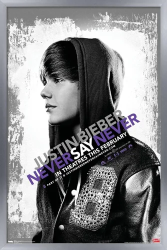 Vista 9 de Trends International Justin Bieber - Póster de pared con texto en inglés "Never Say Never Say Never", 14.725 x 22.375 pulgadas, versión enmarcada