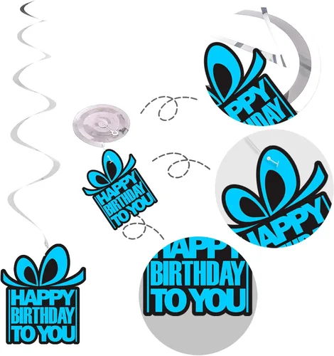 Vista 2 de Cartel colgante de feliz cumpleaños número 10 con diseño de remolinos y estrellas, confeti de felicitación a los 10 años de edad, cumpleaños, Hello