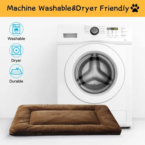 Vista 5 de Alfombrilla de cama para jaula de perro para perros extra pequeños. Cama de jaula de perro ultra suave. Alfombrilla de perrera lavable y Rosa