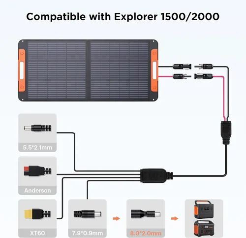 Vista 4 de ZOUPW Adaptador DC7909 a DC8020, conector eléctrico apto para panel solar portátil de 100 W/200 W, compatible con Jackery Explorer 1000 Pro/1000