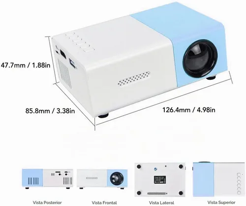 Vista 8 de Mini proyector, proyector de película portátil Full HD de 1080P con múltiples puertos, defiende la fuerza visual débil de la luz, diseño compacto