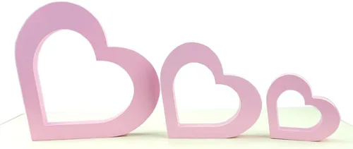 Vista 6 de SaktopDeco 3 piezas de centro de mesa de madera rosa con forma de corazón rosa para mesa del día de San Valentín, chimenea romántica decoración
