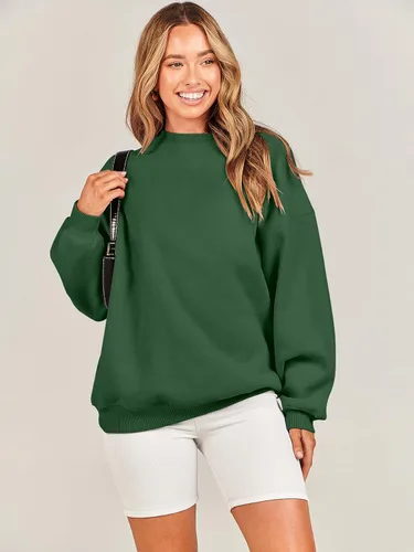 Vista 6 de ANRABESS Sudadera de gran tamaño para mujer, con cuello redondo, estilo Y2K, sudadera con capucha de forro polar, cómoda, camiseta informal, ropa