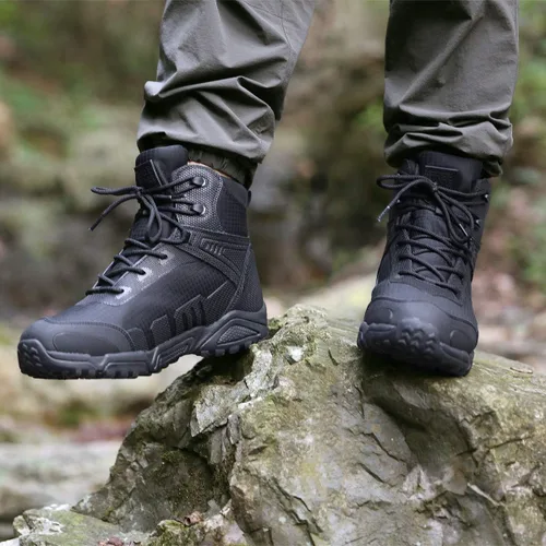 Vista 9 de FREE SOLDIER Mens Waterproof Hiking Boots Lightweight Work Boots Military Tactical Boots Durable Combat Boots