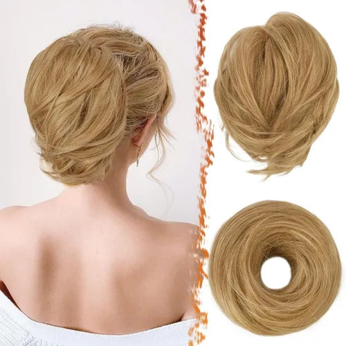 Vista 17 de BARSDAR Extensiones de Moño de Cabello Liso - Extensiones de Moño de Cola de Caballo Corta y Lisa para Mujeres, Coleteros de Moño de Cabello