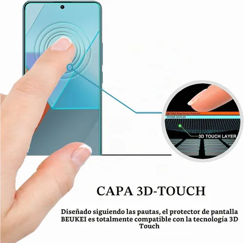 Vista 2 de (3 unidades) Compatible con Xiaomi Redmi Note 13 Pro 5G / Redmi Note 13 Pro Protector de pantalla de vidrio templado, sensible al tacto, compatible