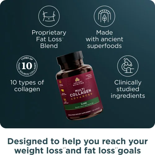 Vista 2 de Ancient Nutrition Multi Collagen Advanced Lean Powder, 25 porciones + cápsulas magras avanzadas de colágeno múltiple, 90