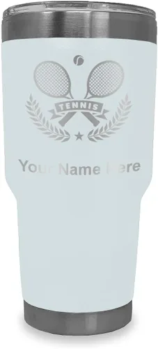 Vista 23 de LaserGram Personalized 20oz Tumbler, Tennis Rackets (Black) Engraved Gift for Tennis Players, Vacuum Insulated Stainless Steel, Laser Engraved