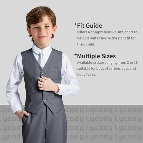 Vista 45 de Conjunto de chaleco para niños, trajes formales, trajes de boda, ropa de vestir