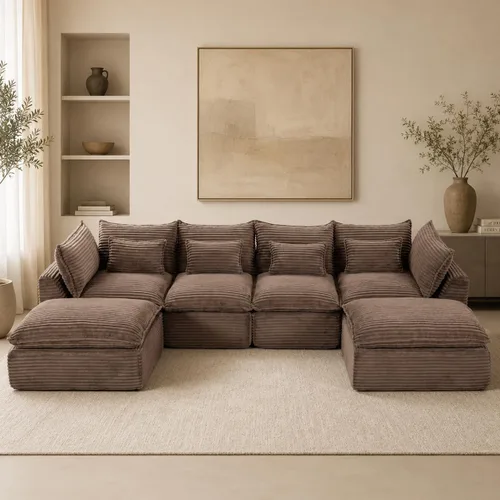 Vista 23 de Sofás seccionales de nube deshuesada de 110 pulgadas para sala de estar, sofá modular en forma de L con otomana, moderno y cómodo sofá nube con Negro