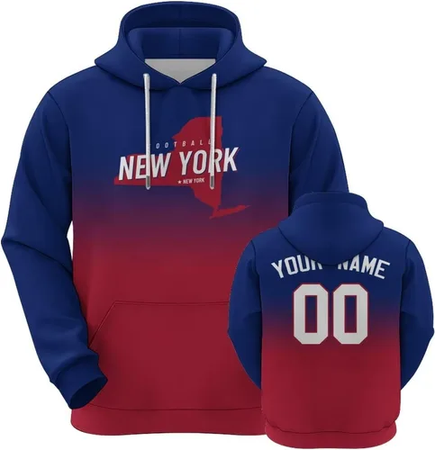 Vista 21 de Custom Football City Map Gradient Hoodies-Personalized Name Number Hooded Sweatshirts Football Fans Gifts for Men,Women,Youth
