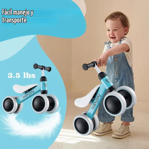 Vista 3 de BABY JOY Bicicleta de equilibrio, sin pedales, 4 ruedas, con asiento suave, como primer juguete de montar como regalo de cumpleaños, bicicleta
