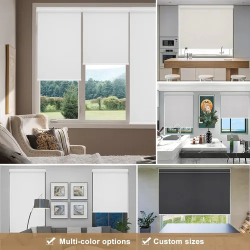 Vista 2 de Changshade Persianas enrollables 100% opacas sin cordones para ventanas, persianas de parada libre, tela aislante térmica, protección UV, persianas