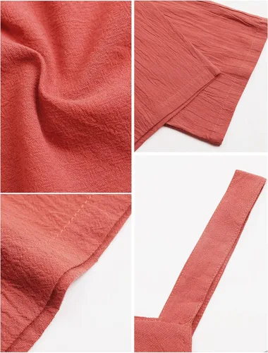 Vista 5 de Flygo Overol casual de verano de algodón para mujer, pierna ancha, holgado, con bolsillos