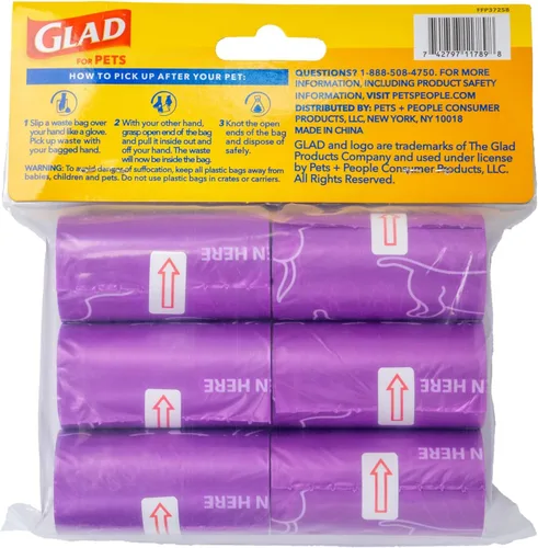 Vista 8 de Bolsas perfumadas para residuos de Glad para mascotas, bolsas de recogida de caca de mascotas resistentes a roturas con protección contra fugas