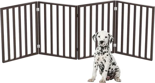 Vista 10 de Puerta para mascotas - Valla plegable de 3 paneles para perros de interior para escaleras, pasillos o puertas - Vallas para perros de madera