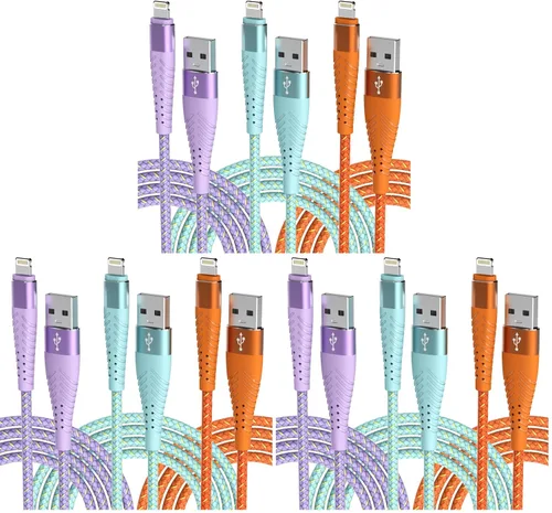 Vista 9 de Cargador de iPhone Cable Lightning de Carga Rápida 6 Pies Paquete de 3 [Certificado Apple MFi] Cable Cargador de iPhone Largo Cordón Trenzado