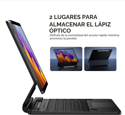 Vista 6 de Dexnor Para Samsung Galaxy Tab S8/S7 Funda Con Teclado Soporte Magnético Flotante Cantilever Con Trackpad Multi-Touch S Pen Holder Funda De Teclado