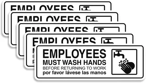 Vista 42 de Standard Employees Must Wash Hands - Letrero para puerta/pared, color negro, pequeño