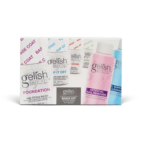 Vista 2 de Gelish Kit de cuidado Basix de esmalte de uñas de gel de 0.5 fl oz con pegado, base, sellador, removedor y limpiador