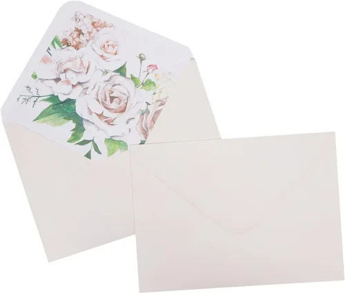 Vista 7 de Paper Junkie Sobres de papelería A7 con forro floral, 7.25 x 5.25 pulgadas, marfil, paquete de 50 unidades, para suministros de fabricación