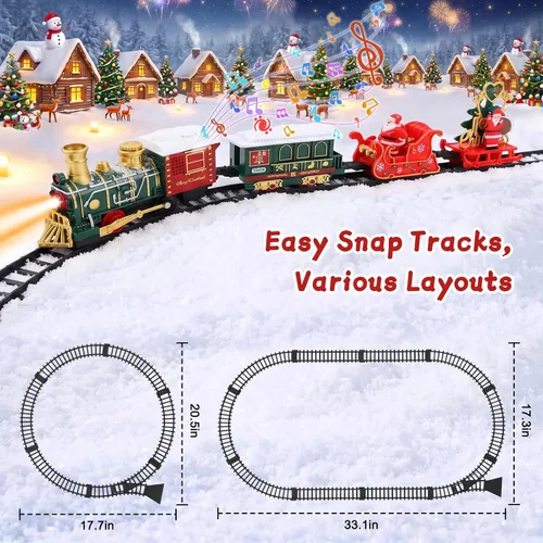 Vista 4 de Luxspire Juego de tren de Navidad, tren de árbol de Navidad con trineo
