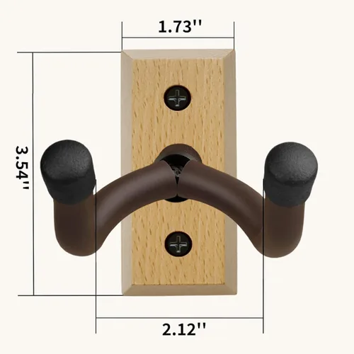 Vista 8 de Colgador de pared para guitarra, 2 piezas, gancho de madera de haya, soporte para guitarra Beech Wood