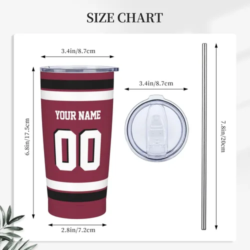 Vista 3 de Arizona - Vaso aislado personalizado con número de nombre, vasos de fútbol personalizados con pajita, taza de viaje personalizada para café, regalos