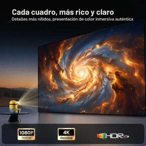 Vista 11 de [Office Google TV] Proyector, 500 lúmenes ISO, nativo 1080P, soporte 4K, enfoque automático y Keystone, duplicación WiFi y Bluetooth de 2 vías