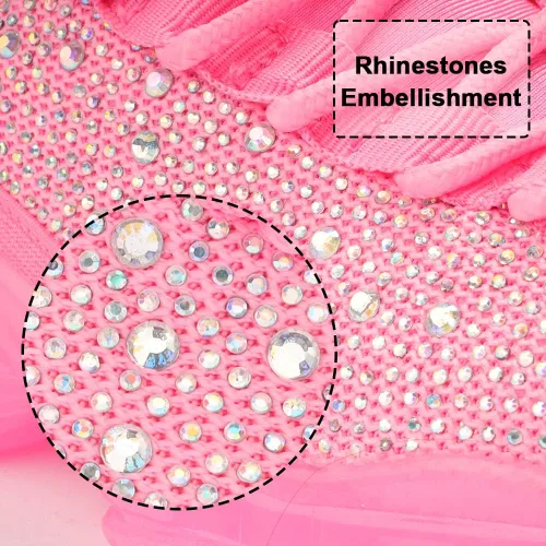 Vista 2 de BELOS Zapatos de mujer con strass de malla sin cordones para caminar, elegantes, con brillo, tenis transpirables