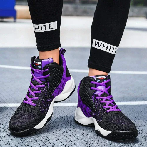 Vista 5 de WELRUNG Tenis unisex de caña alta, ligeros, para correr, trotar, baloncesto, para jóvenes