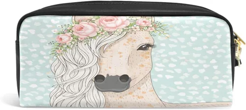 Vista 2 de Estuche para lápices de caballo de flores para niños, estudiantes, papelería, estuche para lápices, bolsa para niños y niñas, organizador