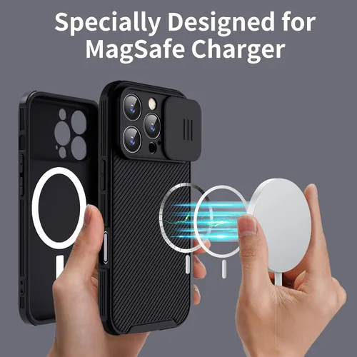 Vista 2 de Funda magnética para iPhone 16 Pro Max, funda protectora de cámara para iPhone 16 Pro Max [compatible con carga MagSafe] con cubierta deslizante