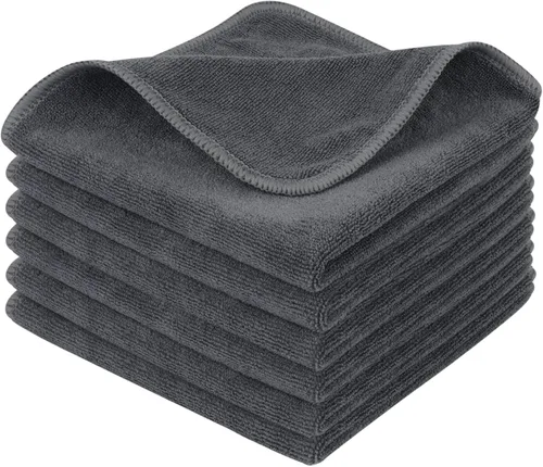 Vista 7 de Paños de limpieza de microfibra, para cualquier propósito SINLAND (12 x 12 pulgadas), Gris pizarra, Paquete de 6