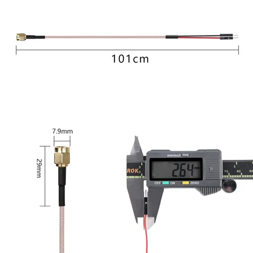 Vista 3 de XMSJSIY SMA macho a Dupont cable coaxial de prueba coaxial conduce cable conector adaptador cable de extensión (rojo+negro)-1 unids