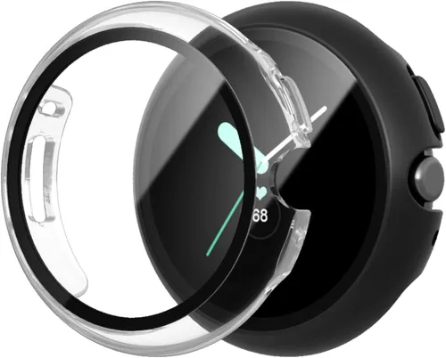 Vista 12 de JZK Paquete de 2 fundas protectoras de pantalla para Google Pixel Watch 2 (2023) / Pixel Watch, carcasa protectora general resistente a los arañazos
