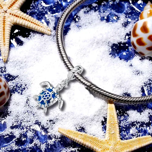 Vista 2 de Bear Koala Sea Turtle Bee Butterfly Owl Lucky Cat Charm Animal World Bead para pulsera europea, Esmalte, Base