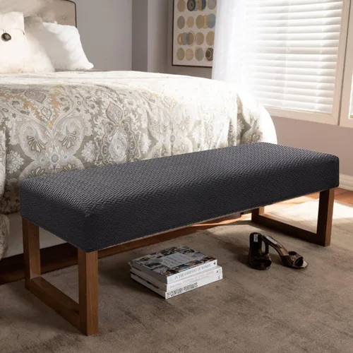 Vista 8 de YISUN Fundas de banco de Jacquard para comedor, funda elástica lavable y extraíble para banco, protector de asiento rectangular para bancos