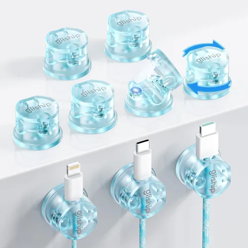 Vista 11 de Paquete de 9 clips magnéticos para cables, organizador de cables [giratorio de 360° mejorado], soporte de cable magnético fuerte, soporte de alambre