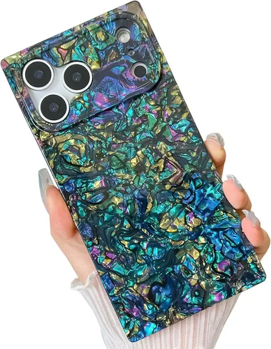Vista 10 de Elegante funda con patrón de perlas compatible con iPhone, de borde rectangular, delgada, suave, de silicona de poliuretano termoplástico (TPU)