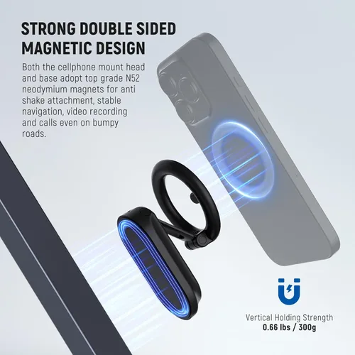 Vista 3 de NEEWER PA118 - Soporte magnético para teléfono celular, soporte magnético de doble cara compatible con MagSafe iPhone, accesorios para tablero