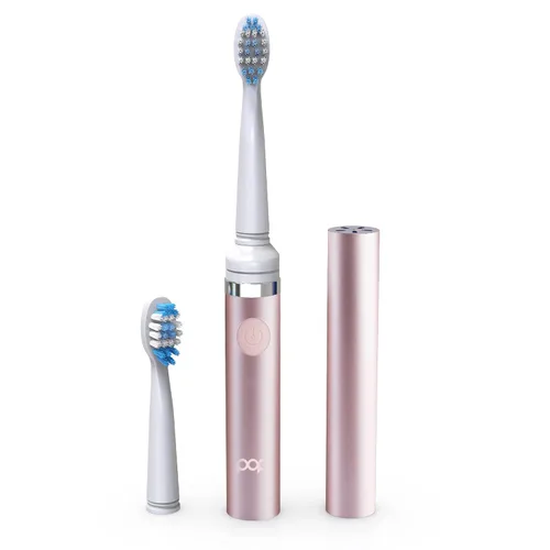 Vista 2 de Cepillo de dientes eléctrico Pop Sonic (rosa metálica) + paquete adicional – Cepillos de dientes de viaje con batería AAA Cepillos de dientes