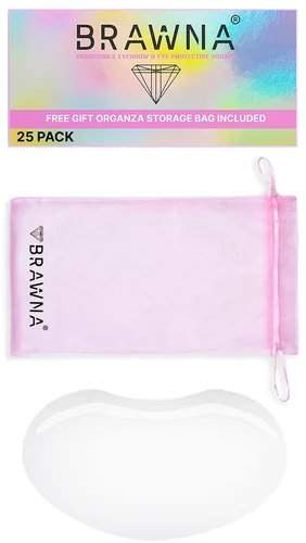 Vista 3 de BRAWNA Paquete de 100 viseras protectoras de ducha con bolsa de organza rosa para extensiones de pestañas, microblading, laminación de cejas