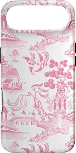 Vista 27 de Preppy Pink Willow Pattern Chinoiserie Toile Case for iPhone 17