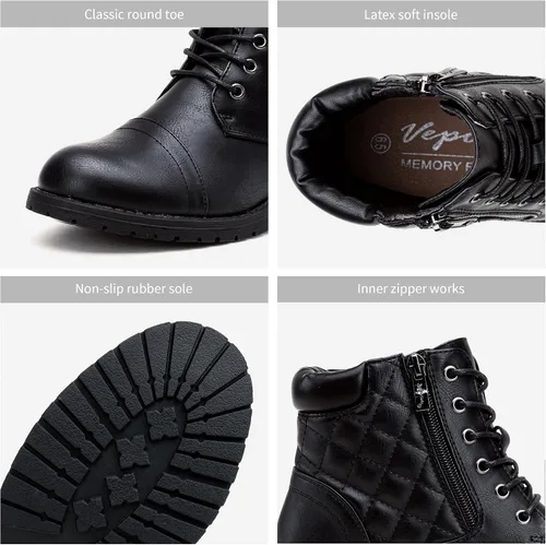 Vista 5 de Vepose - Botas de combate a la moda para mujer, altura al tobillo