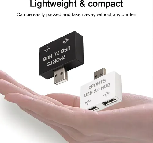 Vista 6 de Hub USB 2.0, adaptador divisor USB de 1 a 2 salidas, paquete de 2, expansor USB de 2 puertos, carga rápida y transferencia de datos de 480 Mbps