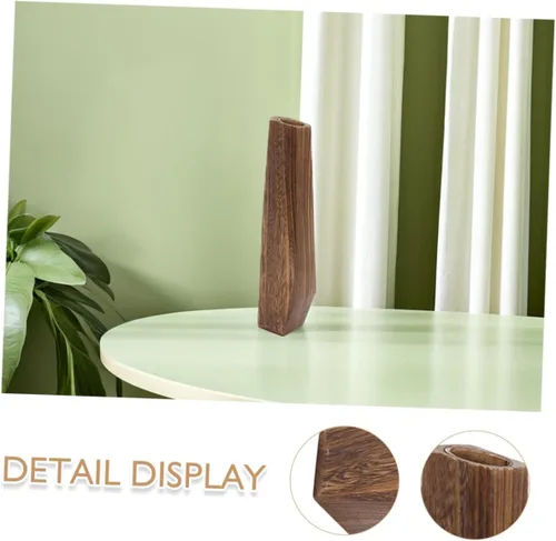 Vista 3 de Wakauto Jarrones de madera oblongos rústicos altos para piso, moderno centro de mesa de granja, jarrón decorativo de madera natural, soporte