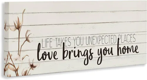 Vista 3 de Stupell Industries Life Unexpected Places Adventure Phrase Country Charm Cita, diseño de arte de pared de Kim Allen, 13 x 30 pulgadas, lienzo