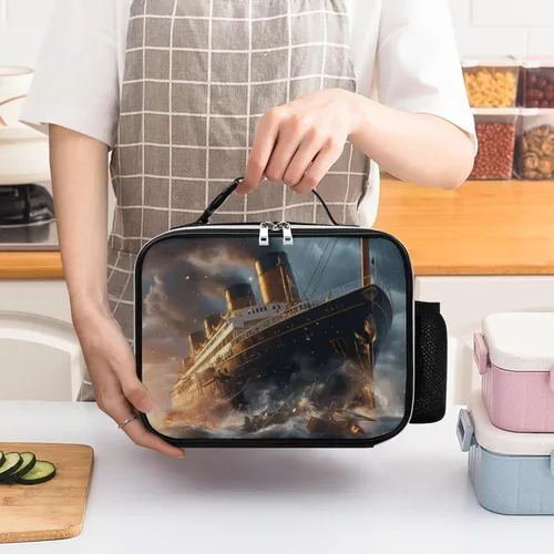 Vista 3 de Titanic - Bolsa de almuerzo para barco de crucero, a prueba de fugas, lindas impresiones con asa y bolsillo para mujeres y hombres, trabajo, picnic